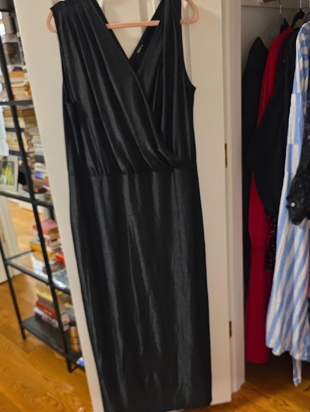 Splash Black Sleeveless Wrap-Front Maxi Dress